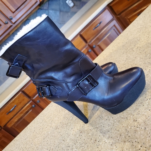 Authentic Burberry High Heel Black Leather Boots - Picture 1 of 9